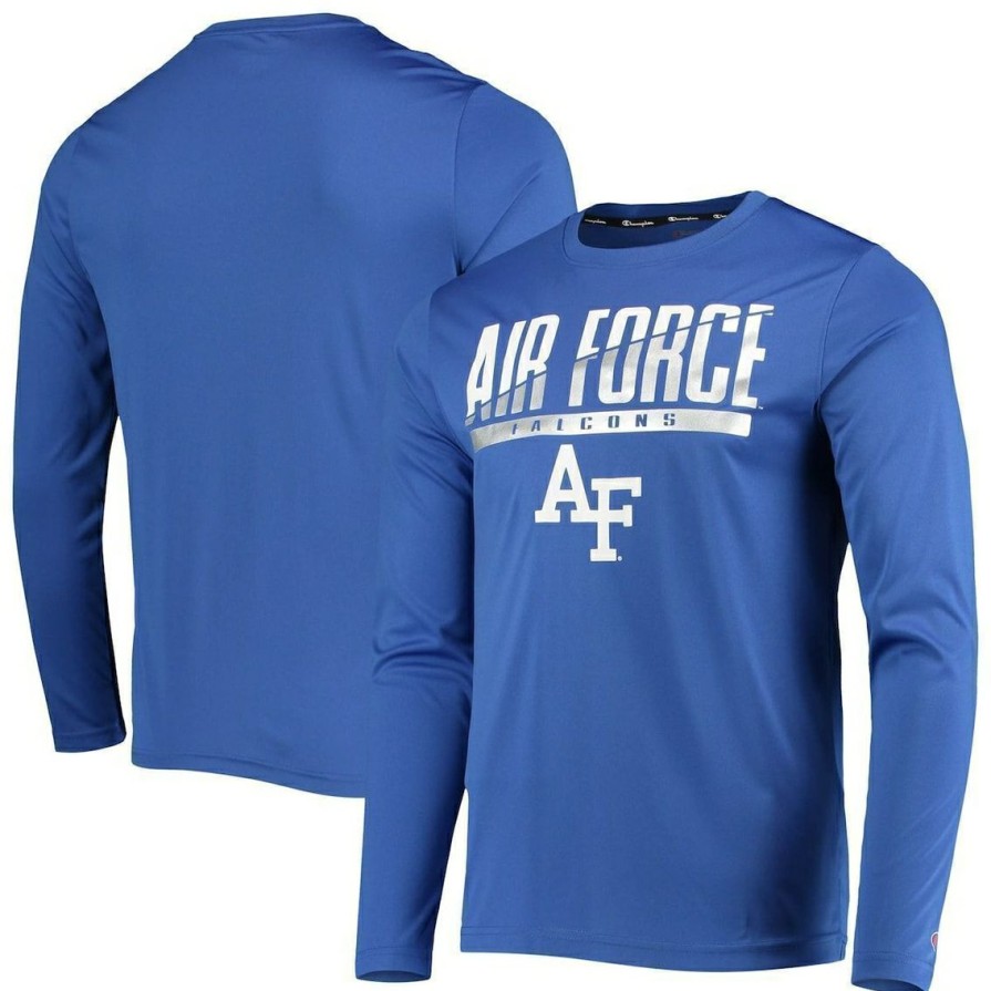 Men'S Clothing * | Wholesale Men'S Champion Air Force Falcons Wordmark Slash Long Sleeve T-Shirt Royal