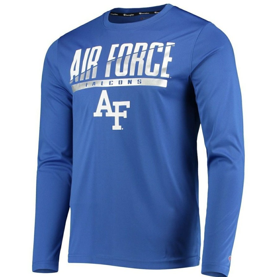 Men'S Clothing * | Wholesale Men'S Champion Air Force Falcons Wordmark Slash Long Sleeve T-Shirt Royal