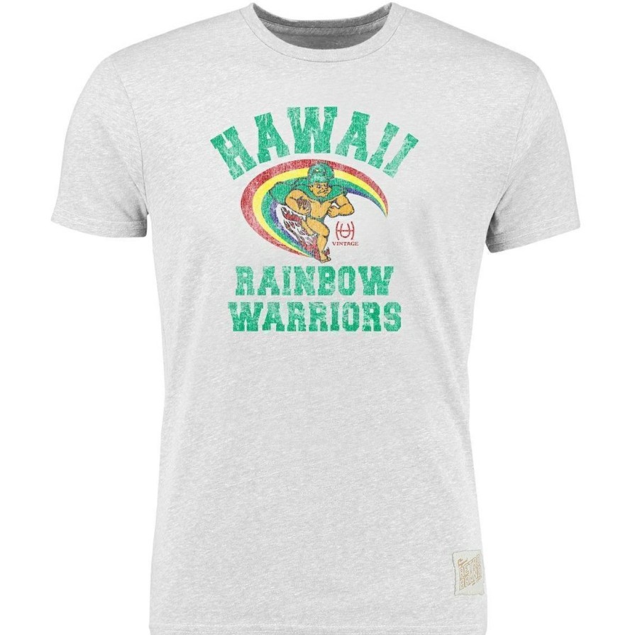 Men'S Clothing * | Coupon Men'S Original Retro Brand Heather Gray Hawaii Warriors Vintage Rainbow Warriors Tri-Blend T-Shirt Ash