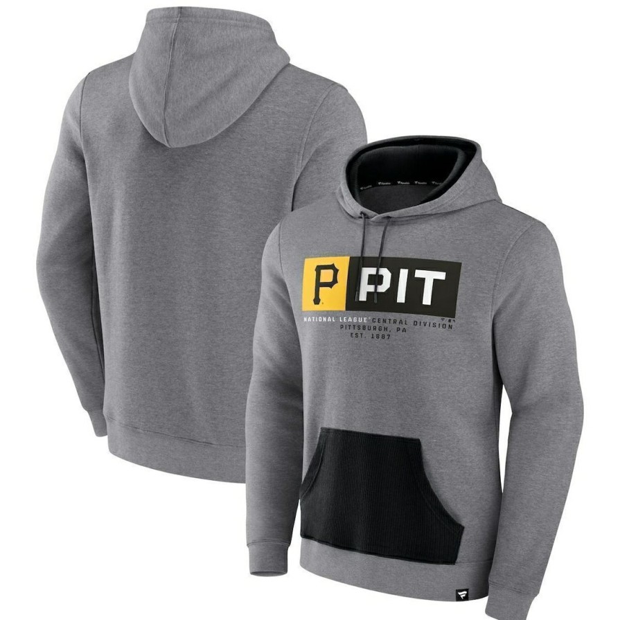 Men'S Clothing * | Buy Men'S Fanatics Branded Heathered Pittsburgh Pirates Iconic Steppin Up Fleece Pullover Hoodie