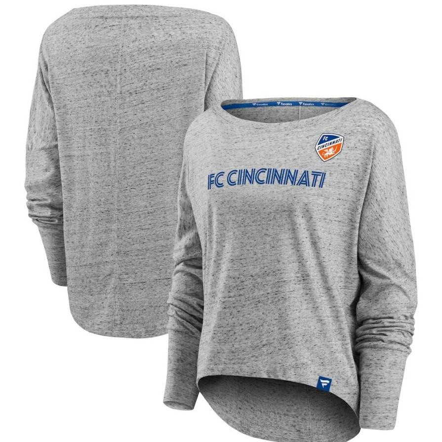 Men'S Clothing * | Wholesale Women'S Fanatics Branded Heathered Gray Fc Cincinnati Long Sleeve Fashion Top Heather Gray