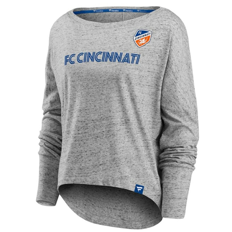 Men'S Clothing * | Wholesale Women'S Fanatics Branded Heathered Gray Fc Cincinnati Long Sleeve Fashion Top Heather Gray