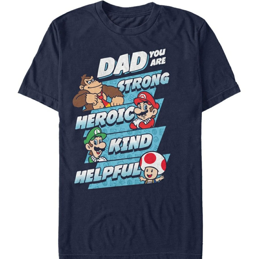 Men'S Clothing * | Deals Mad Engine Mens Nintendo Dad Jumble T-Shirt Navy