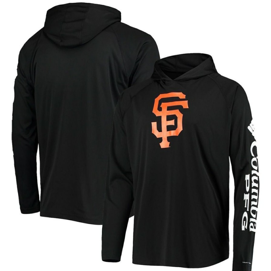 Men'S Clothing * | Best Pirce Men'S Columbia San Francisco Giants Terminal Tackle Omni-Shade Raglan Pullover Hoodie Black