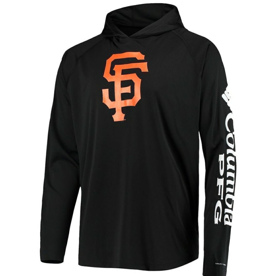 Men'S Clothing * | Best Pirce Men'S Columbia San Francisco Giants Terminal Tackle Omni-Shade Raglan Pullover Hoodie Black