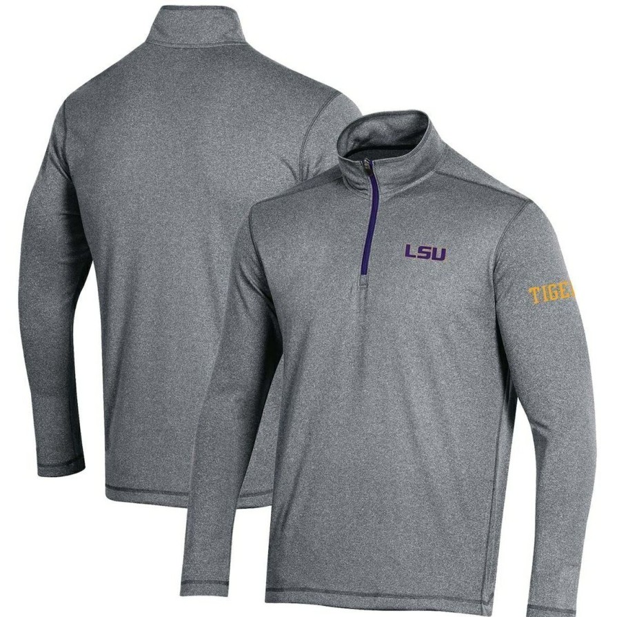 Men'S Clothing * | Brand New Men'S Champion Lsu Tigers Victory Quarter-Zip Jacket Gray