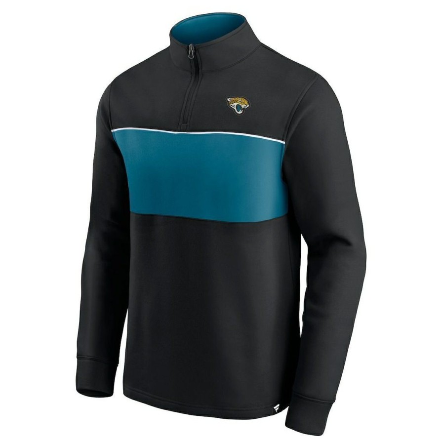 Men'S Clothing * | Wholesale Men'S Fanatics Branded /Teal Jacksonville Jaguars Block Party Quarter-Zip Jacket Black