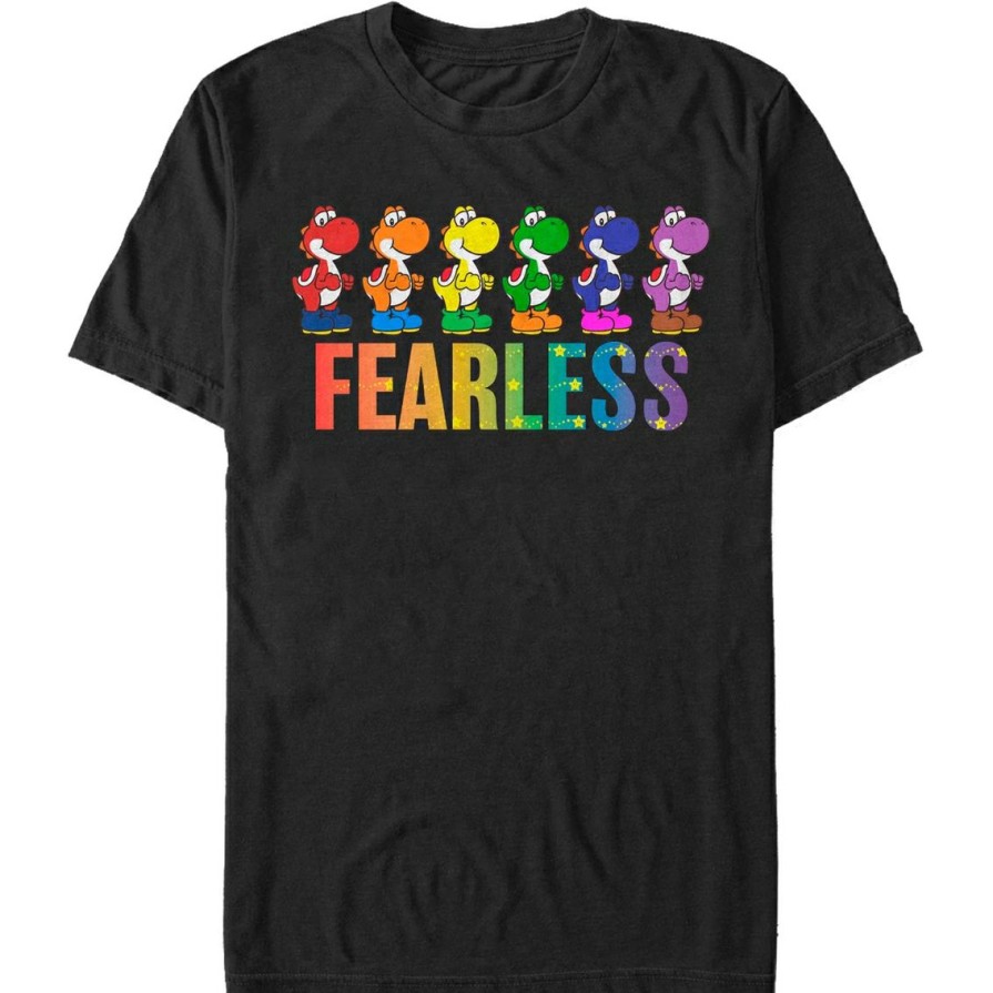 Men'S Clothing * | Best Deal Mad Engine Mens Nintendo Yoshi Fearless T-Shirt Black