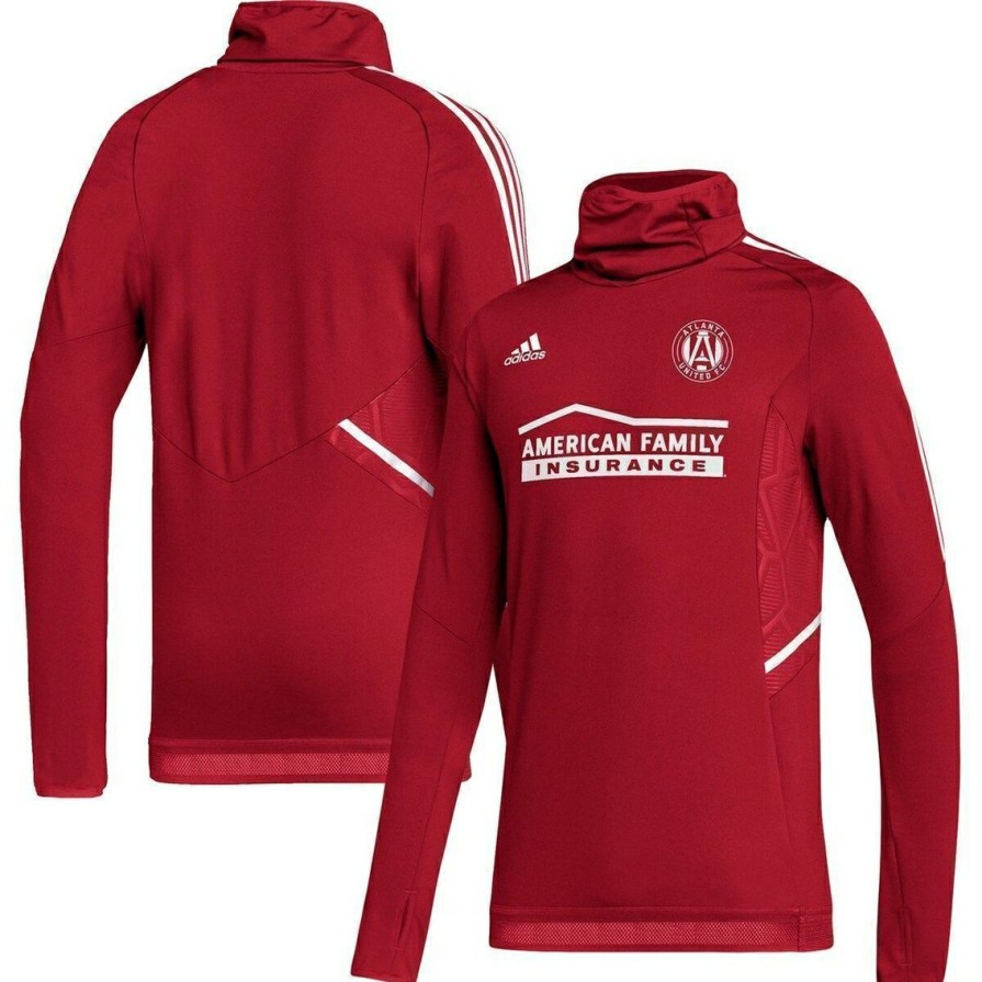 Men'S Clothing * | Outlet Men'S Adidas Atlanta United Fc Cold.Rdy Raglan Warmup Pullover Jacket Red