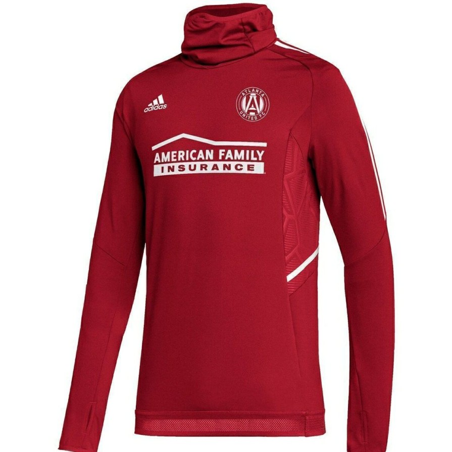 Men'S Clothing * | Outlet Men'S Adidas Atlanta United Fc Cold.Rdy Raglan Warmup Pullover Jacket Red