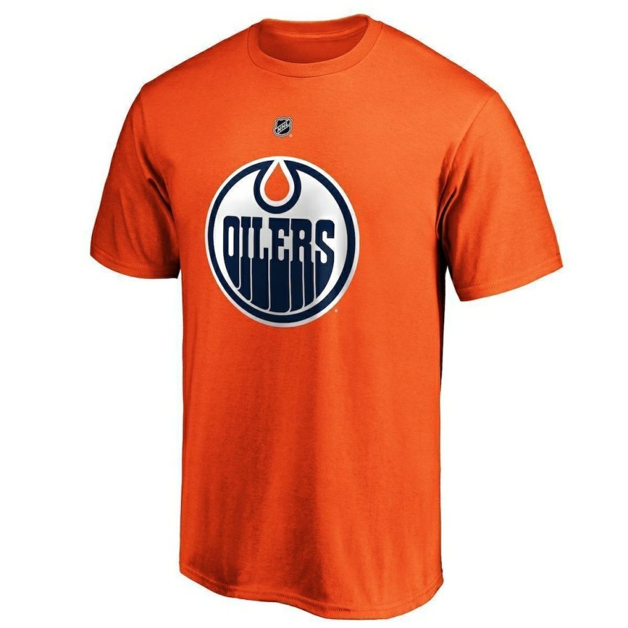 Men'S Clothing * | Top 10 Men'S Fanatics Branded Leon Draisaitl Edmonton Oilers Team Authentic Stack Name & Number T-Shirt Orange