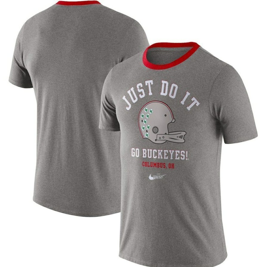 Men'S Clothing * | Deals Men'S Nike Heathered Ohio State Buckeyes Vault Helmet Tri-Blend T-Shirt