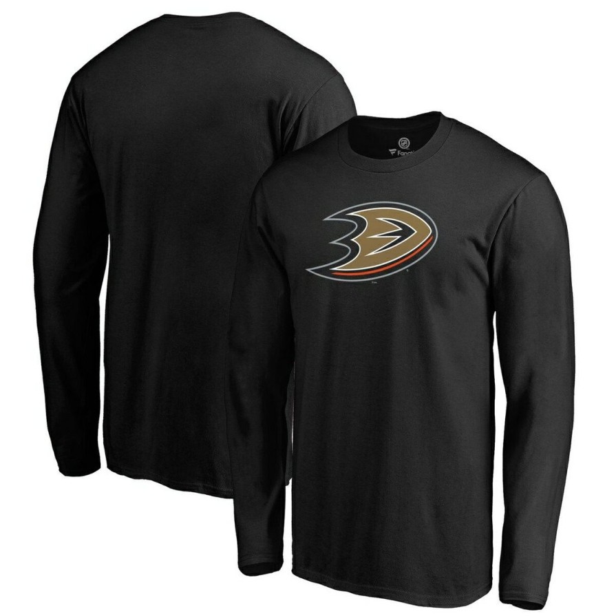 Men'S Clothing * | Promo Men'S Fanatics Branded Anaheim Ducks Primary Team Logo Long Sleeve T-Shirt Black