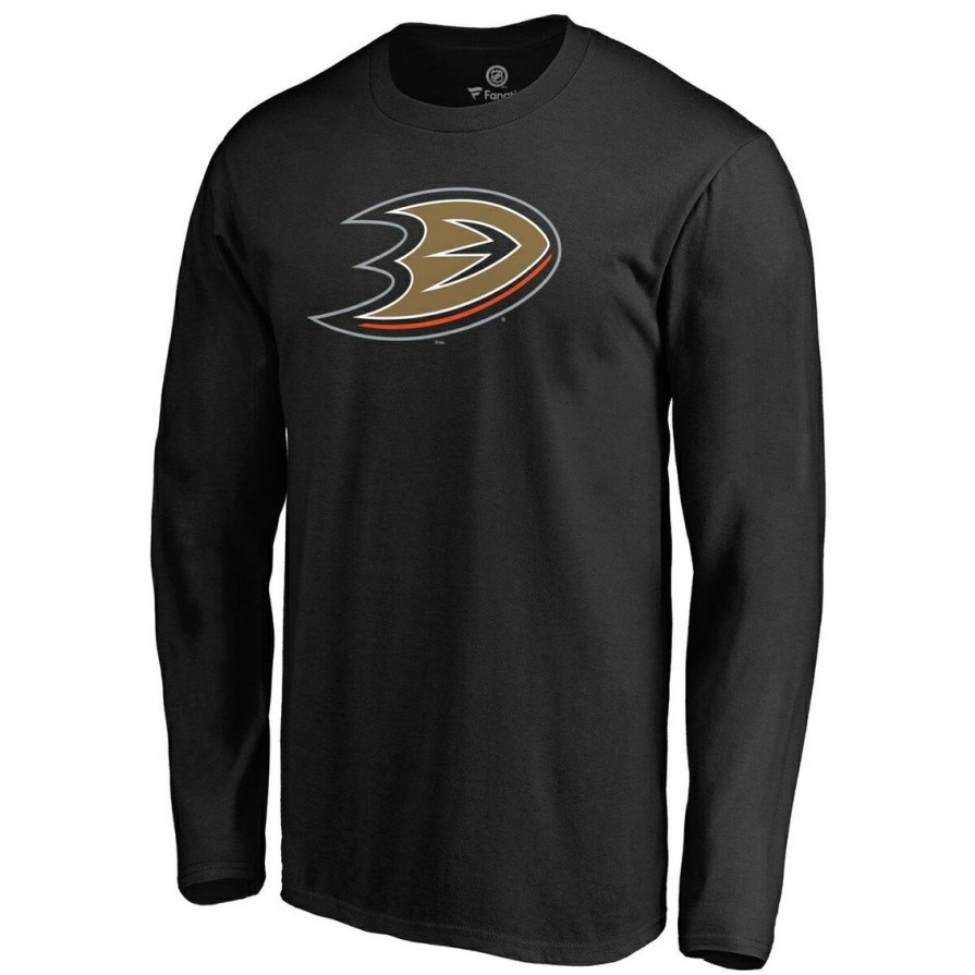 Men'S Clothing * | Promo Men'S Fanatics Branded Anaheim Ducks Primary Team Logo Long Sleeve T-Shirt Black