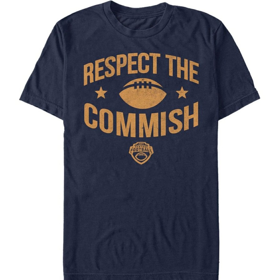 Men'S Clothing * | Discount Mad Engine Mens Espn Respect The Commish T-Shirt Navy