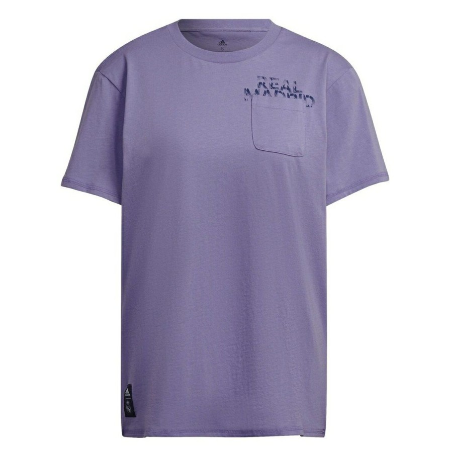 Men'S Clothing * | Budget Women'S Adidas Real Madrid Pocket T-Shirt Purple