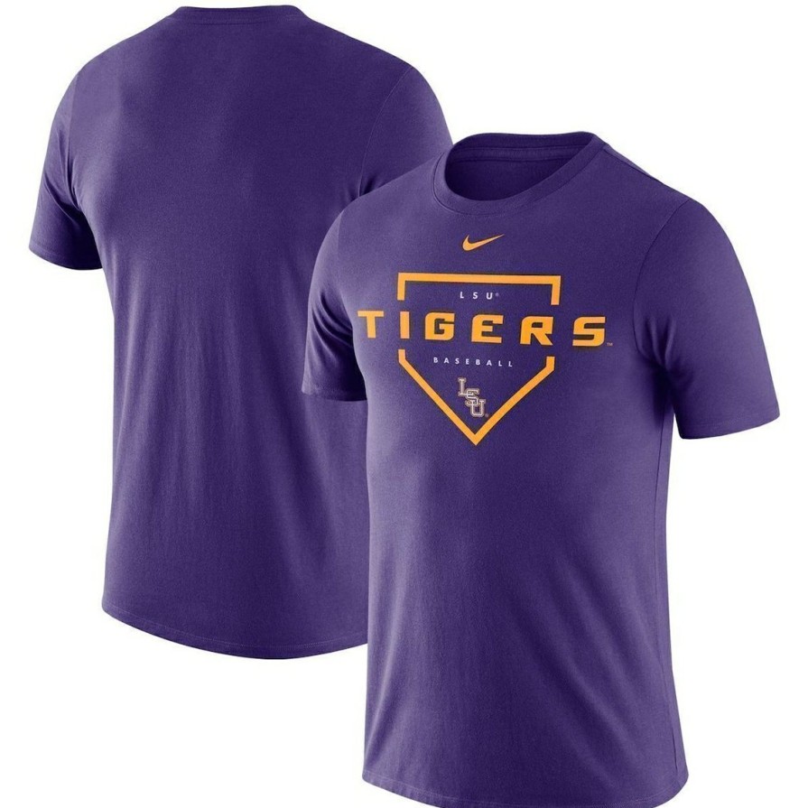 Men'S Clothing * | Buy Men'S Nike Lsu Tigers Baseball Plate Performance T-Shirt Purple