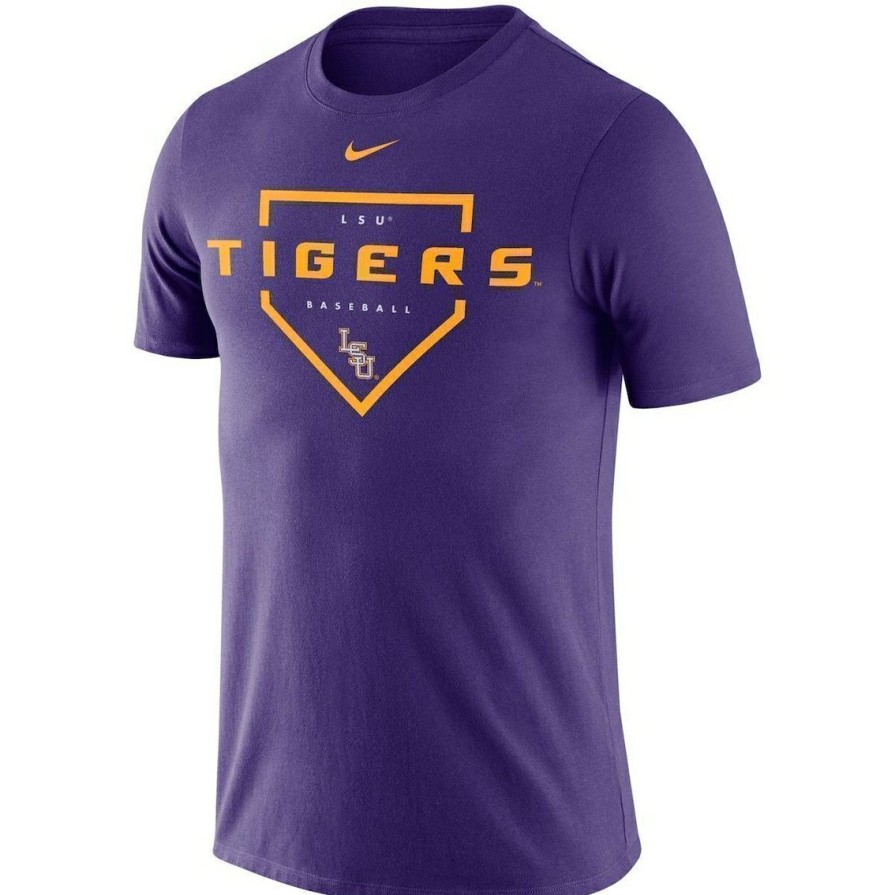 Men'S Clothing * | Buy Men'S Nike Lsu Tigers Baseball Plate Performance T-Shirt Purple