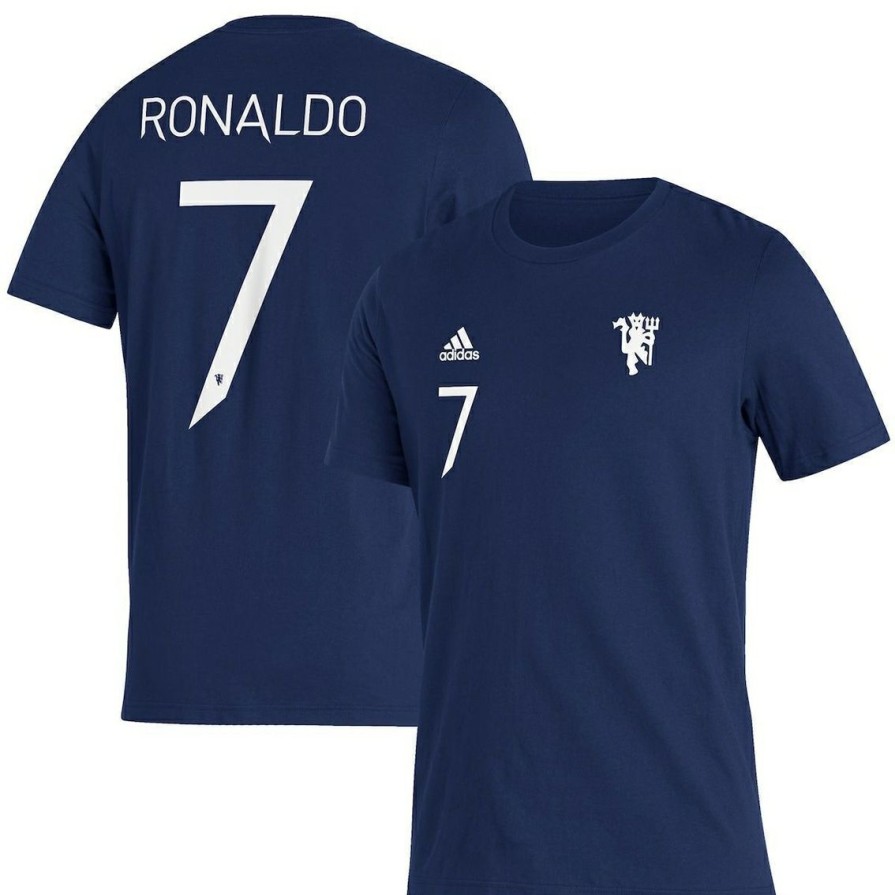 Men'S Clothing * | Hot Sale Men'S Adidas Cristiano Ronaldo Manchester United Name & Number Amplifier T-Shirt Navy