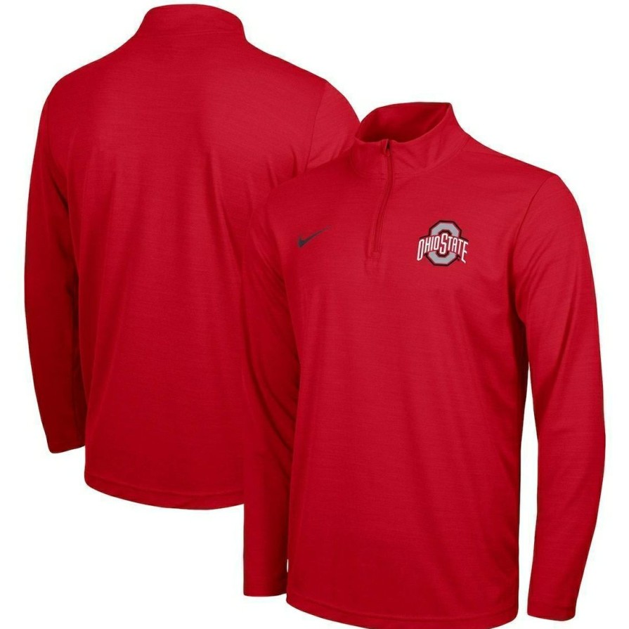 Men'S Clothing * | Discount Men'S Nike Ohio State Buckeyes Big & Tall Primary Logo Intensity Performance Quarter-Zip Jacket Scarlet