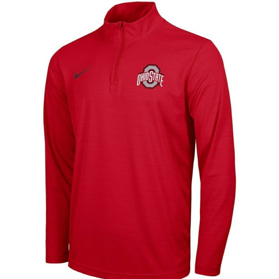 Men'S Clothing * | Discount Men'S Nike Ohio State Buckeyes Big & Tall Primary Logo Intensity Performance Quarter-Zip Jacket Scarlet