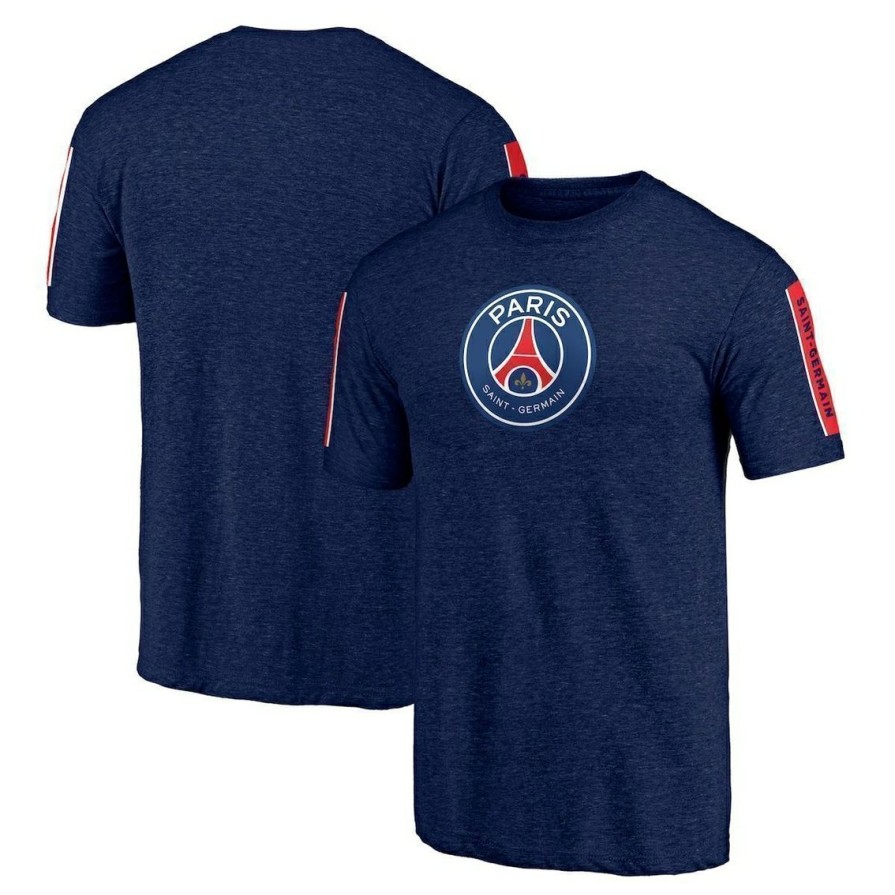 Men'S Clothing * | Top 10 Men'S Fanatics Branded Heathered Navy Paris Saint-Germain Symbol Tri-Blend T-Shirt Heather Navy