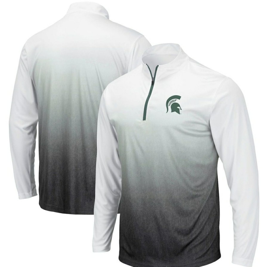 Men'S Clothing * | Best Sale Men'S Colosseum Michigan State Spartans Magic Team Logo Quarter-Zip Jacket Gray