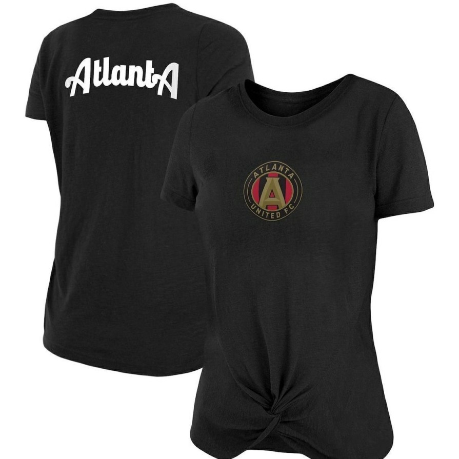 Men'S Clothing * | Coupon Women'S 5Th & Ocean By New Era Atlanta United Fc Front Twist T-Shirt Black