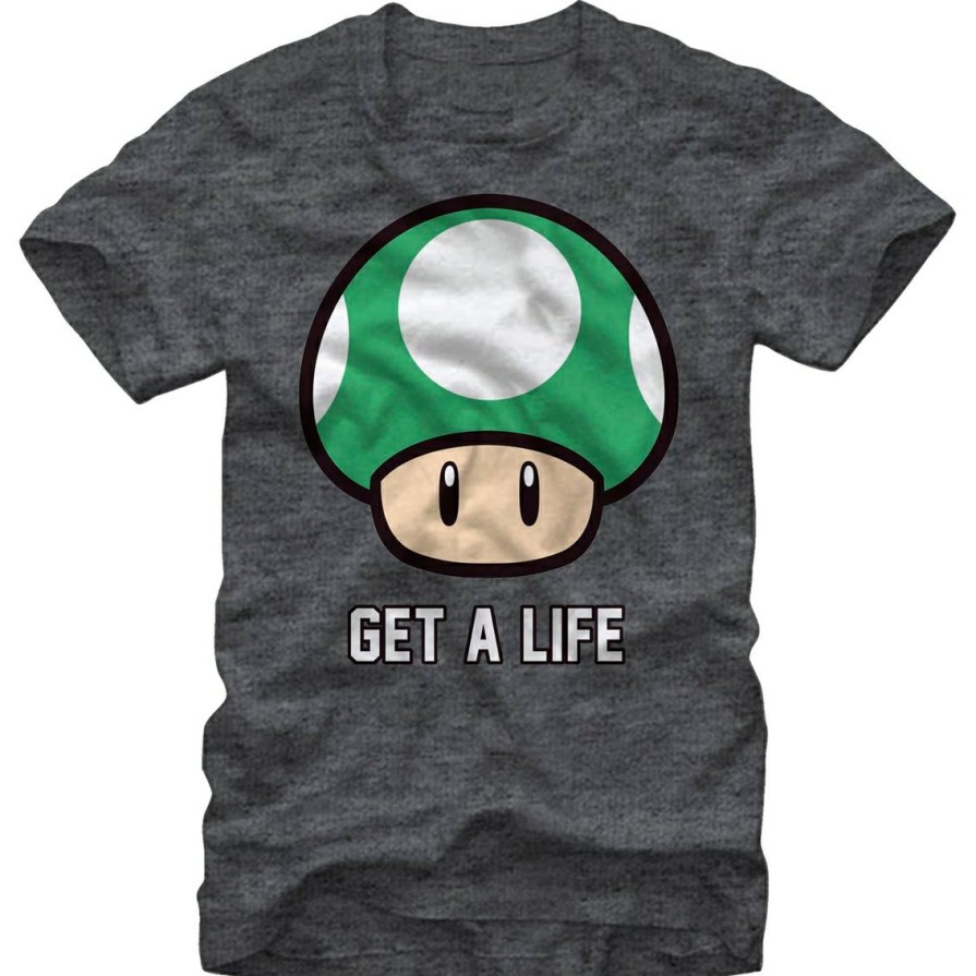 Men'S Clothing * | Flash Sale Mad Engine Mens Nintendo Get A Life T-Shirt Char Htr