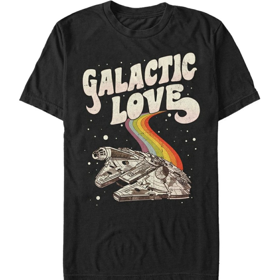 Men'S Clothing * | Outlet Mad Engine Mens Star Wars Galactic Love Falcon T-Shirt Black