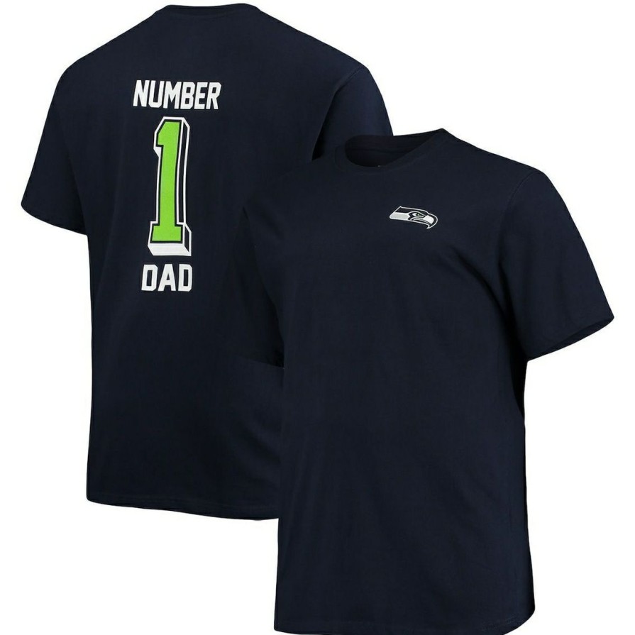 Men'S Clothing * | New Men'S Fanatics Branded College Seattle Seahawks Big & Tall #1 Dad 2-Hit T-Shirt Navy