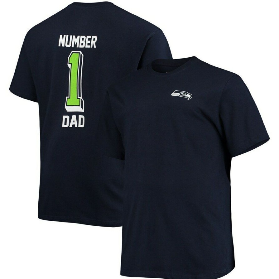 Men'S Clothing * | New Men'S Fanatics Branded College Seattle Seahawks Big & Tall #1 Dad 2-Hit T-Shirt Navy