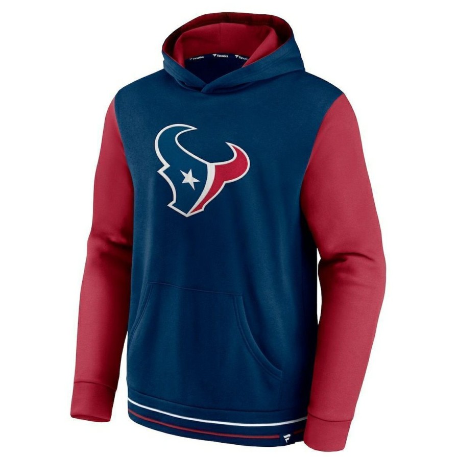 Men'S Clothing * | Budget Men'S Fanatics Branded Navy/ Houston Texans Block Party Pullover Hoodie Red