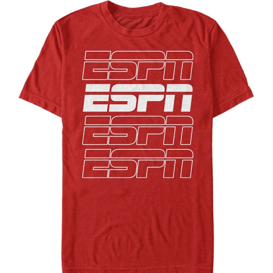 Men'S Clothing * | Cheap Mad Engine Mens Espn Stroke Stack Espn T-Shirt Red