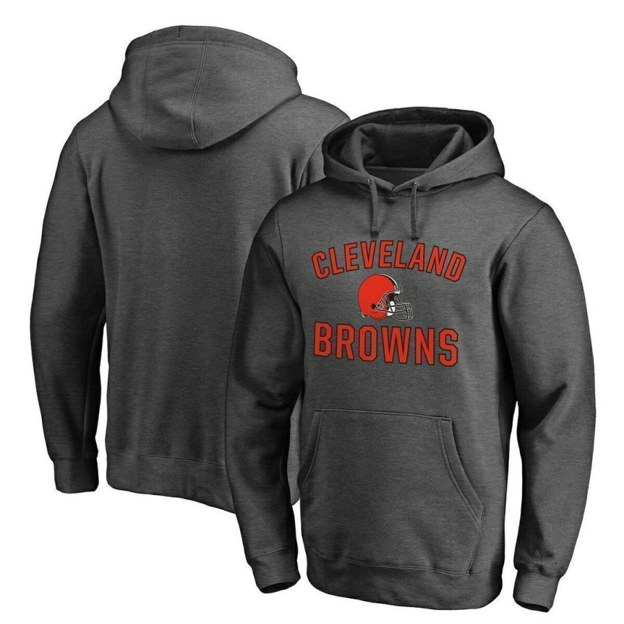 Men'S Clothing * | Promo Men'S Fanatics Branded Cleveland Browns Victory Arch Team Fitted Pullover Hoodie Heather Charcoal