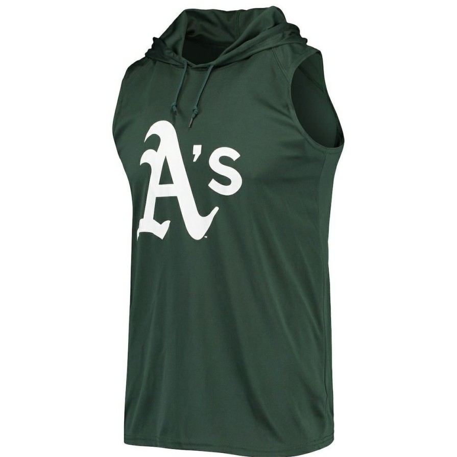 Men'S Clothing * | Budget Men'S Stitches Oakland Athletics Sleeveless Pullover Hoodie Green