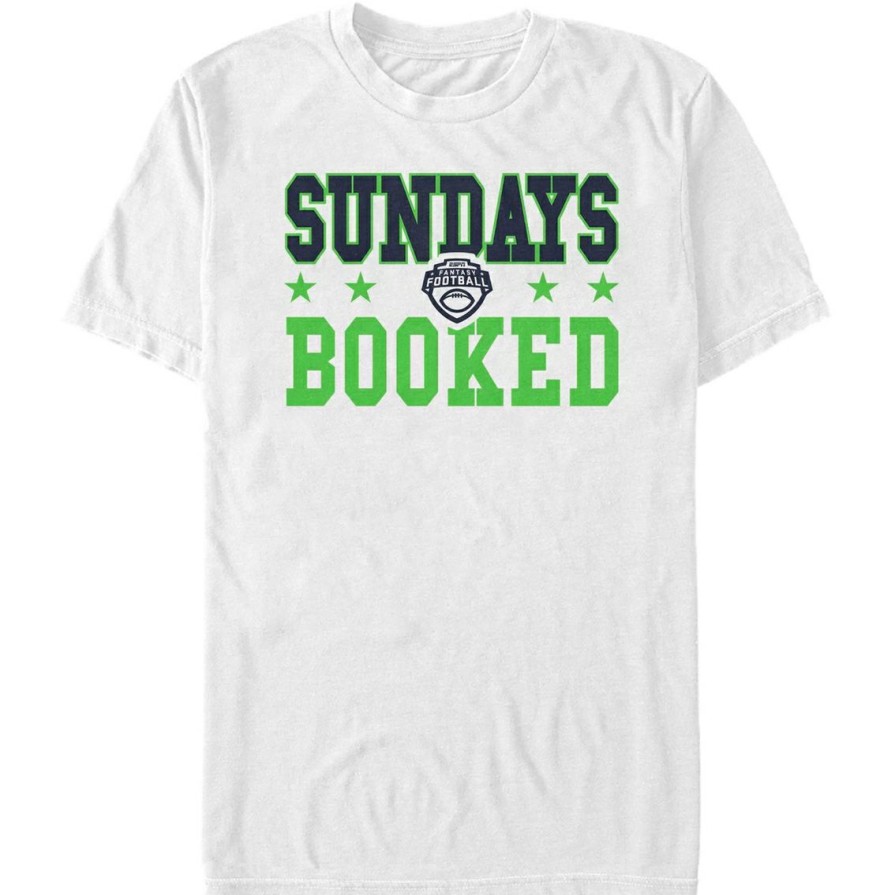 Men'S Clothing * | Brand New Mad Engine Mens Espn Sundays Booked Stack T-Shirt White