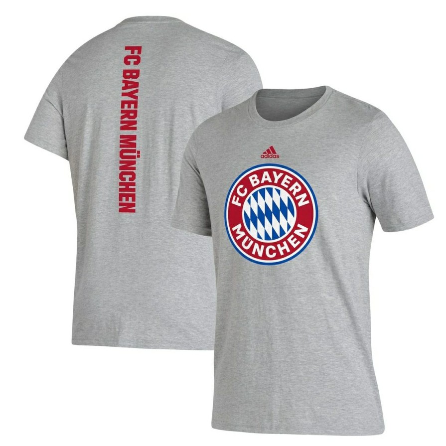 Men'S Clothing * | Best Reviews Of Men'S Adidas Heathered Gray Bayern Munich Back Half T-Shirt Heather Gray