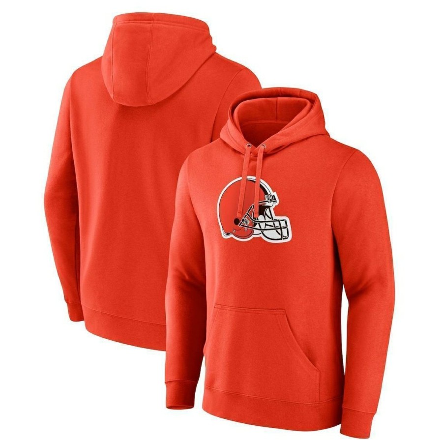 Men'S Clothing * | Best Pirce Men'S Fanatics Branded Cleveland Browns Primary Logo Fitted Pullover Hoodie Orange