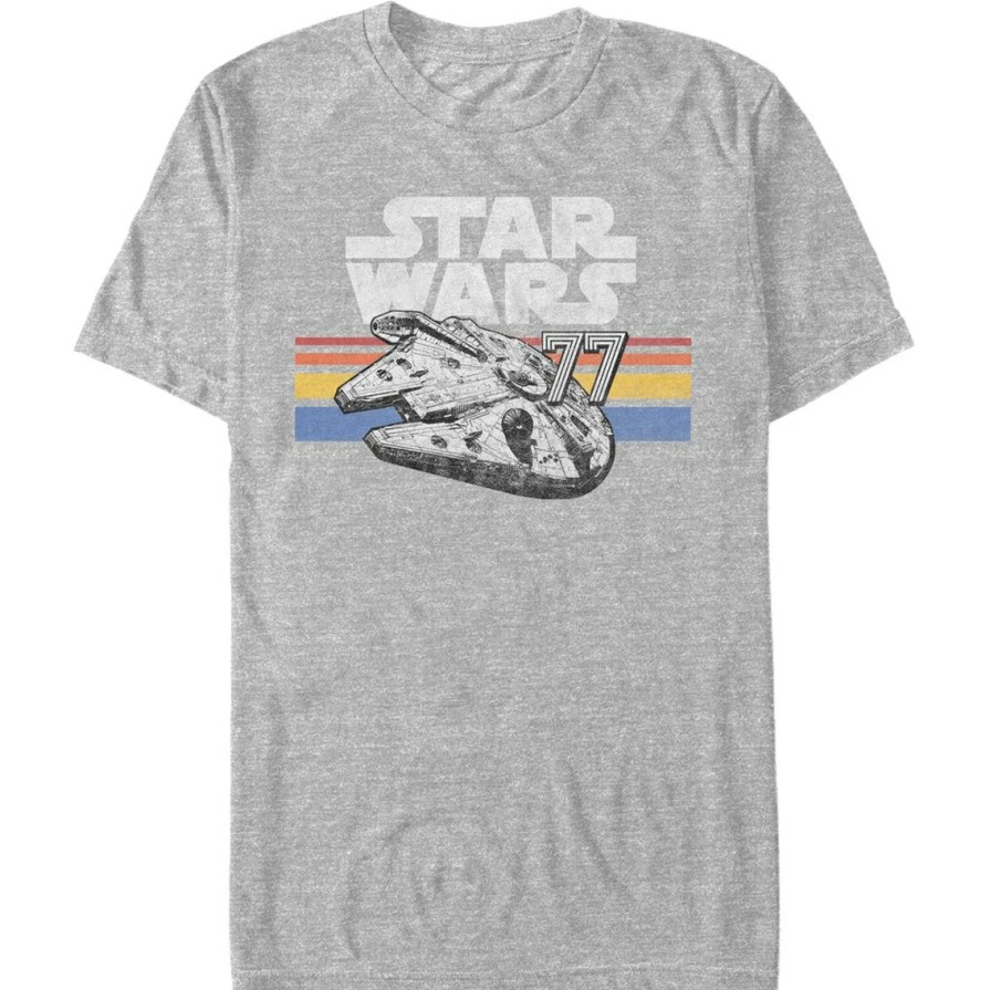 Men'S Clothing * | Best Deal Mad Engine Mens Star Wars Vintage Falcon Stripes T-Shirt Ath Htr