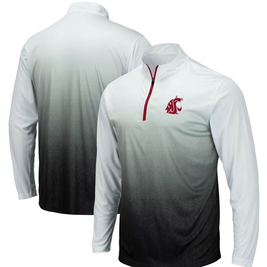 Men'S Clothing * | Promo Men'S Colosseum Washington State Cougars Magic Team Logo Quarter-Zip Jacket Gray