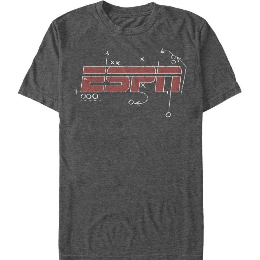 Men'S Clothing * | Budget Mad Engine Mens Espn Play Book Logo T-Shirt Char Htr