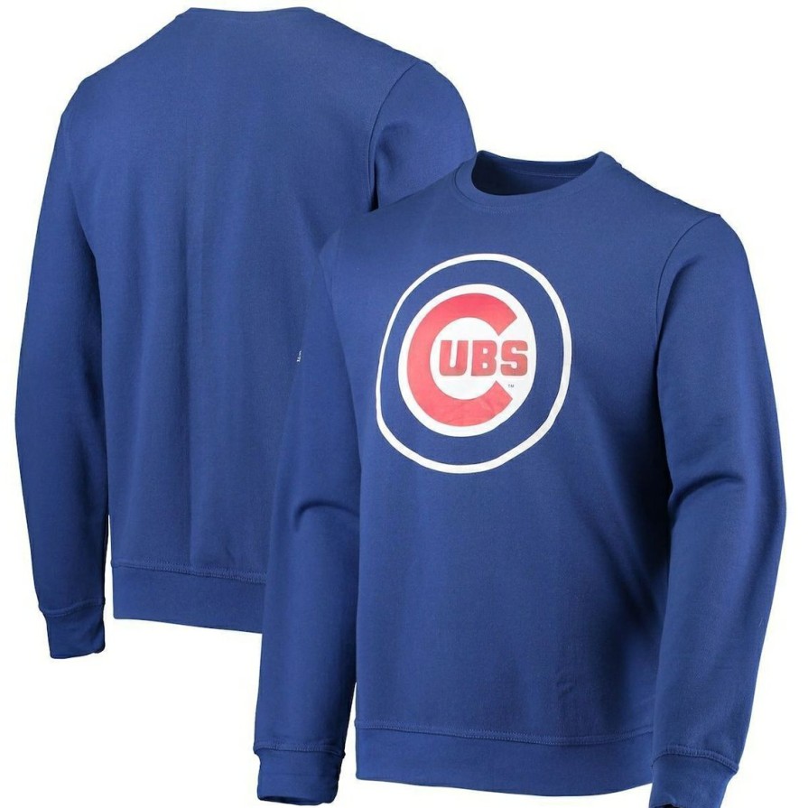 Men'S Clothing * | Deals Men'S Stitches Chicago Cubs Logo Pullover Sweatshirt Royal