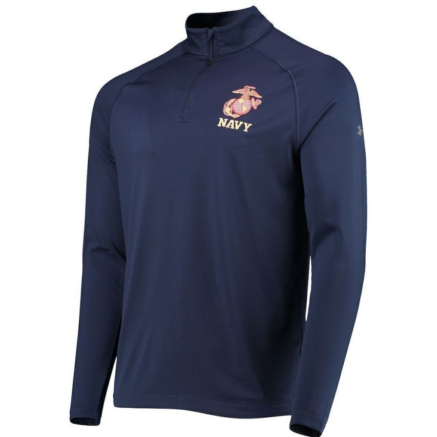 Men'S Clothing * | New Men'S Under Armour Midshipmen Rivalry Usmc Team Issue 2.0 Special Game Quarter-Zip Jacket Navy